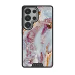 Frozen Leaves - Cute Marble Samsung Galaxy S25 Ultra Case, Elite Dark (Magnetic) / Silver