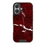 Iconic Red Ruby - Marble iPhone 16 Plus Case, Elite Dark (MagSafe) / Silver