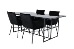 Leif Dining Table - Black / Black smoked smoked Glass+Petra Chair - Black / Black Velvet_4
