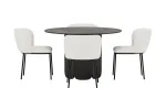 Tekla Round Dining Table &Oslash;120x75 Black 3D Paper + Edina Chair 2-pack White _4