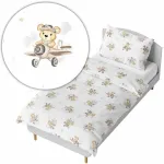 Bedding set - 6  parts - 120/90/360 - BEAR in PLANE - BEIGIE