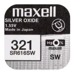 Patarei &ndash; Maxell 321 SR616SW h&otilde;beoksiidpatarei 1,65 mm &times; 6,8 mm, kellapatarei, 1 tk.
