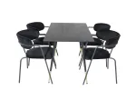 Dipp Dining Table - 120 cm - Black Veneer - Black Legs w. Brass dipp+Arrow armchair - Black Legs - Black Velvet_4