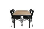 Panama Table 152/210 - Black/Teak+Julian Dining Chair - Black Steel / Black Rope (stackable)_4