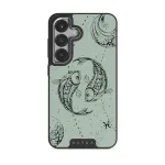 Pisces - Samsung Galaxy S25 Case, Elite Dark (Magnetic) / Silver / Turquoise