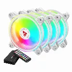 SAVIO FAN-01 WHITE 4 tk. 120 mm ARGB ventilaator koos kontrolleri ja kaugjuhtimispuldiga