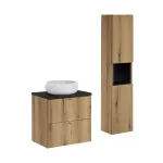 60 cm m&ouml;&ouml;blikomplekt koos lauaplaadiga, lauaplaadile paigaldatava &bdquo;Wiki&ldquo; valamuga ja k&otilde;rge kapiga &bdquo;set-noa b black 60 cm s un wiki sw hc&ldquo;