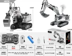 R/C Excavator with Smoke, Lights and Sound Function White