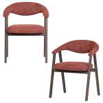 AVAR DINING CHAIR WITH ARM BURGUNDY RED - SET OF 2 [fsc]