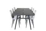 Sleek Extentiontable Black Brushed - 195*95+Polar Diamond Dining Chair - Black Legs - Grey Velvet_6