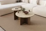 Kohvilauakomplekt, Hanah Home, travertiin, p&auml;hklipuu, 70 x 40 x 70