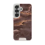Fire Wood - Brown Marble Samsung Galaxy S25 Plus Case, Elite Light (Magnetic) / Silver