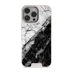 Fatal Contradiction - Black & White Marble iPhone 16 Pro Case, Elite Light (MagSafe) / Silver