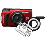OM System Tough TG-7 Red Camera with Macro Adventure Kit