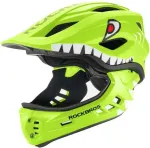 &bdquo;Rockbros TT-32003 Shark&ldquo; laste kiiver eemaldatava alumise kaitseplaadiga, suurus S (48&ndash;52) &ndash; roheline