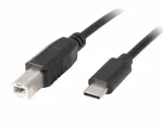 USB-C(M)-USB-B(M) kaabel, 1,8 m, must