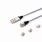 Savio CL-156 USB-kaabel 2 m USB 2.0 USB C Micro USB A/Lightning Silver