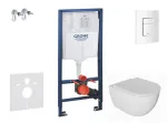 Grohe Rapid SL &ndash; riputatava sanitaartehnika komplekt, WC Oudee pehme sulgemisega kaanega ja Skate Cosmopolitan loputusnupuga, v&auml;rv Alpine White SANI11BA3101