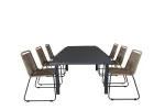 Marbella Table 160/240 - Black/Black+Lindos Stacking Chair - Black Alu / Latte Rope_6