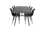 S&ouml;&ouml;gilaud Sleek (pikendatav), 195x95cm, Must + 6 tooli Polar, Plastik/Must
