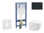 Geberit Duofix allpaigaldatava mooduli komplekt, Gaia kompaktne WC-pott pehme sulguvaga kaanega ja Sigma20 loputusnupuga, mattmust/must SANI11CA5119B