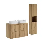 100 cm m&ouml;&ouml;blikomplekt koos lauaplaadiga, 2 lauaplaadile paigaldatava &bdquo;Gaja&ldquo; valamuga ja k&otilde;rge kappiga &bdquo;set-noa b oak 100cm s un gaja sw hc&ldquo;