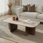 Kohvilaud, Hanah Home, travertiin, Venezia p&auml;hklipuu, 120 x 41 x 60
