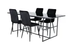 Leif Dining Table - Black / Black smoked smoked Glass+Windu Lyx Chair - Black / Black Velvet_4