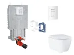 Grohe Uniset &ndash; riputatava elemendi komplekt, WC-pott pehmelt sulguva kaanega, Skate Cosmopolitan nupp-allalaskmispaneel ja Fresh &uuml;mberpaigaldamiskomplekt, Alpine White SANI15BB3126