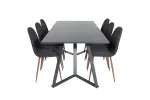 Marina Dining Table - Black top / Black Legs +Polar Dining Chair - Walnut Legs - Black Fabric_6