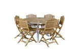 Mexico Table &oslash; 140 - White/Teak+Cane Foldable dining Chair - Bamboo / Grey Cushion_6