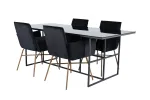 Leif Dining Table - Black / Black smoked smoked Glass+Petra Chair - Distressed Copper / Black Velvet_4
