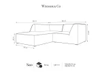 Velvet Modular Left Corner Sofa, "Siena", 3 Seats, 186x180x69 Made in Europe