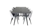 Sleek Extentiontable Black Brushed - 195*95+Velvet Dining Chair - Light Grey / Black_6