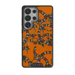Bitter Apricot - Snake Samsung Galaxy S25 Ultra Case, Elite Dark (Magnetic) / Silver