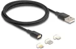 "Delock magnetiline laadimiskaablikomplekt 8-poolsete Lightning&trade; / Micro USB / USB Type-C&trade; pistikutega, must, 1 m"