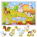Wooden Farm Animals Puzzle with Knobs, 7 Pieces ZA6356