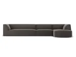 Velvet Modular Right Corner Sofa, "Siena", 5 Seats, 366x180x69 Made in Europe