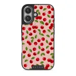 Afternoon Treat - Cherry iPhone 16 Case, Elite Dark (MagSafe) / Silver