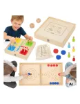 VIGA Wooden 4-in-1 Arcade Game Table Hockey Curling Bowling Ludo