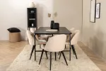 Uno Dining Table - Black / Black Veneer+Velvet Stitches Chair - Black / Beige Velvet_6