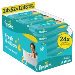 Pampers Fresh Clean Plastic Free Niisked Beebisalvr&auml;tid, 24 Pakki, 1248 Niisket Salvr&auml;tikut