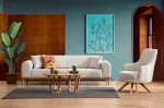 3-kohaline diivanvoodi, Hanah Home, Kapri, kreemjas, 84 x 77 x 220