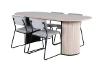 Bianca Oval Dining Table - White Wash / Black Veneer+Kenth Chair - Black / Light Grey Velvet_4