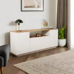Konsool, Hanah Home, valge Cadiz tamm, 180 x 75 x 44,5