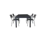 Marbella Table 160/240 - Black/Black+Lindos Armchair - Black Alu / Grey Rope_4