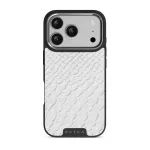 Glacial Desert - White Snakeskin iPhone 17 Pro Case, Elite Dark (MagSafe) / Silver