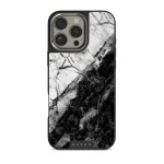 Fatal Contradiction - Black & White Marble iPhone 16 Pro Max Case, Elite Dark (MagSafe) / Silver