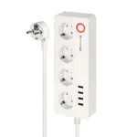&bdquo;Kruger&Matz&ldquo; pistikupesa-pikendusjuhe 4 saksa t&uuml;&uuml;pi pistikupesaga ja 4 USB 2100 mA pesaga &bdquo;Connect P6&ldquo;  &bdquo;Tuya&ldquo;