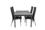 Levels Dining Table 160/240*90 - Black Alu / Grey Aintwood +Copacabana Recliner Chair (stackable) - Black Alu / Black Textilene_4